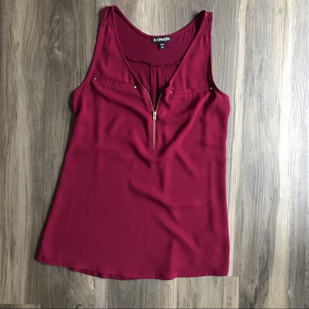 BOGO Express Satin Maroon Sleeveless Top